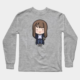 Cute Korean Hipster Girl Cartoon Long Sleeve T-Shirt